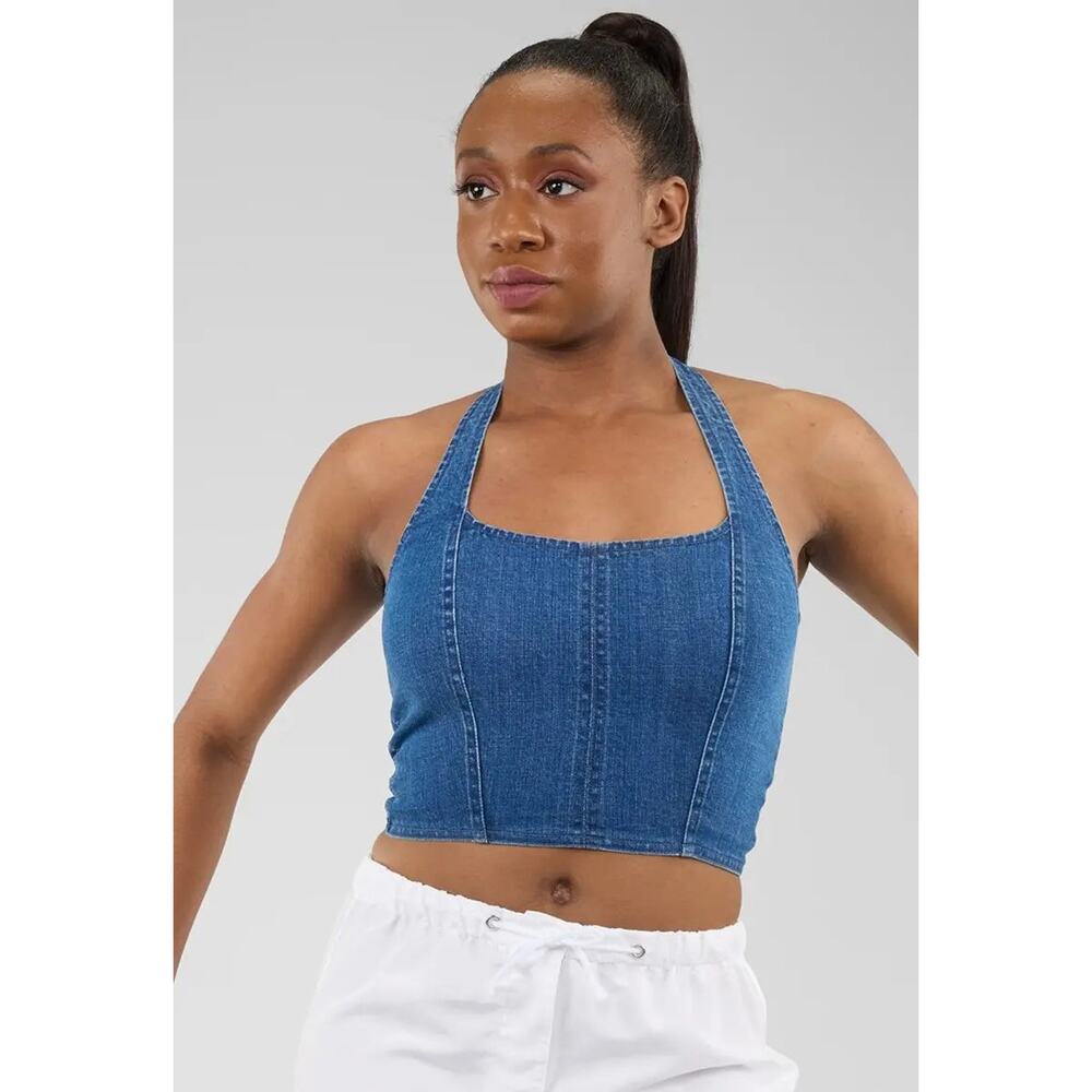 Dance Crop Tank Medium Child Weissman 17212 Denim Halter Jazz Tap Jeans